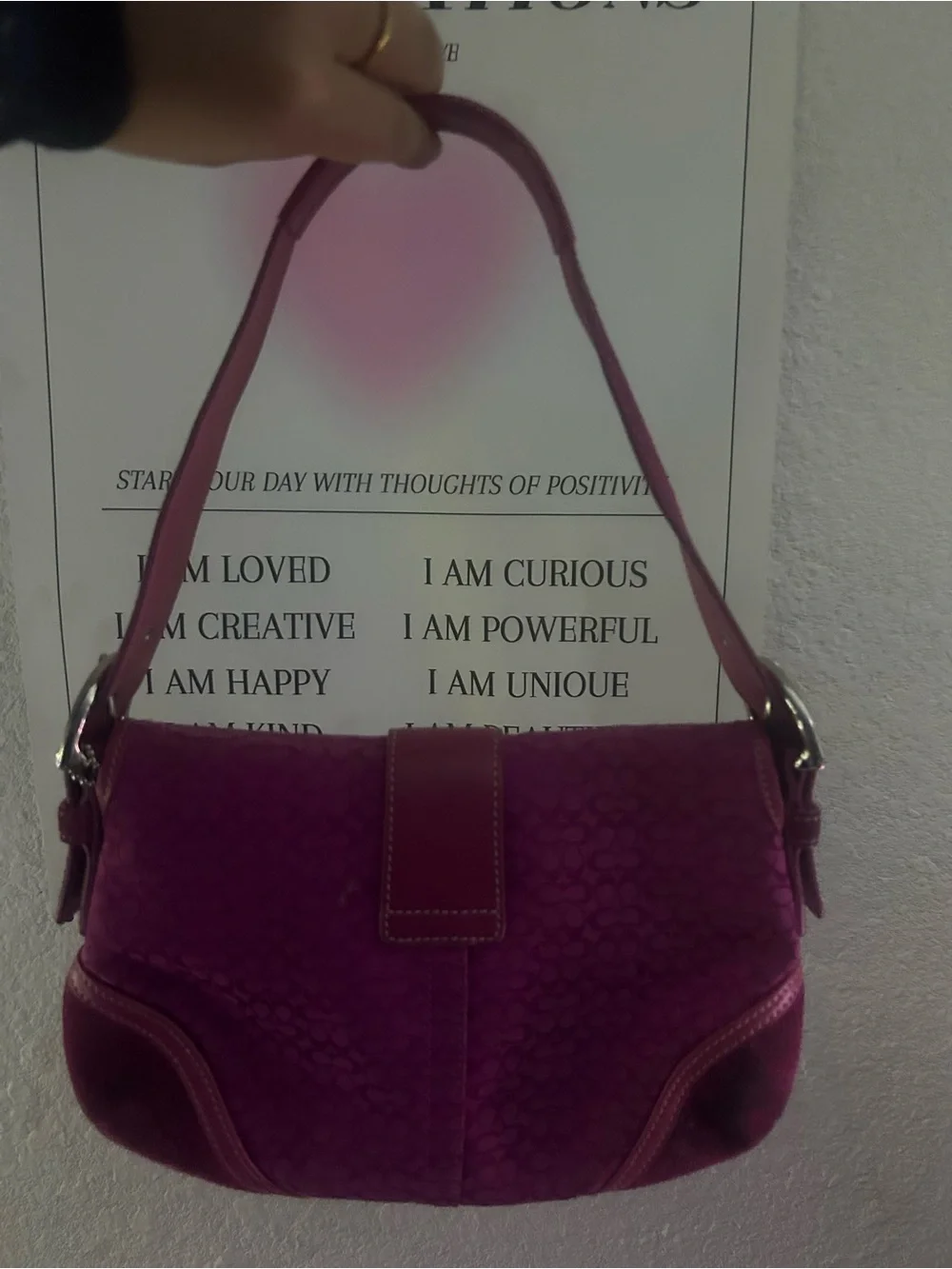 Coach Magenta Shoulder Bag with Front Buckle